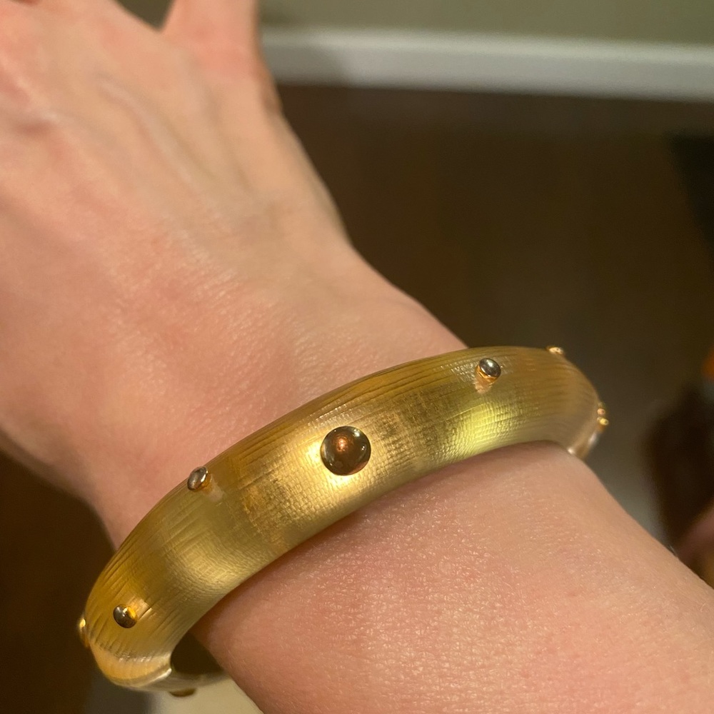 ALEXIS BITTAR Gold Studded Clasp Bangle Bracelet Vintage